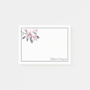 Notas Post-it® Flores rosas y grises acuarela clásica