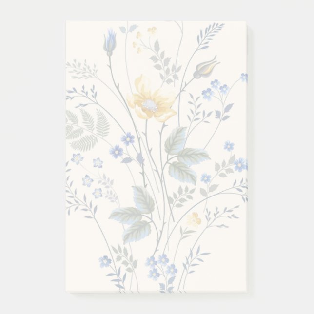 Notas Post-it® Flores silvestres azules y amarillas (Anverso)