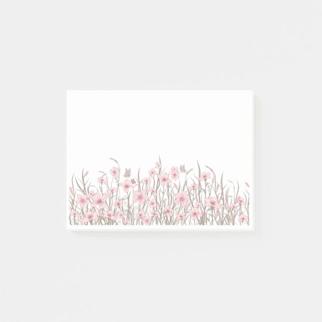 Notas Post-it® Flores silvestres rosadas (Anverso)