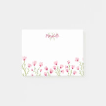 Flores Silvestres Rosadas Monograma Femenino