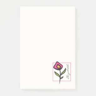Notas Post-it® Flores silvestres rosas y verdes de gran tamaño pe