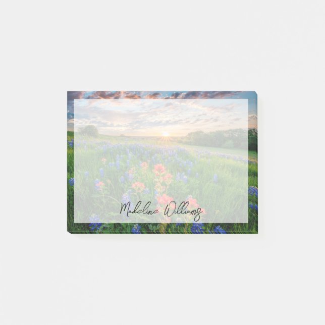 Notas Post-it® Flores | Texas Bluebonnets y pincel indio (Anverso)