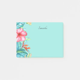 Notas Post-it® Flores tropicales Verde azuladas personalizadas 4x