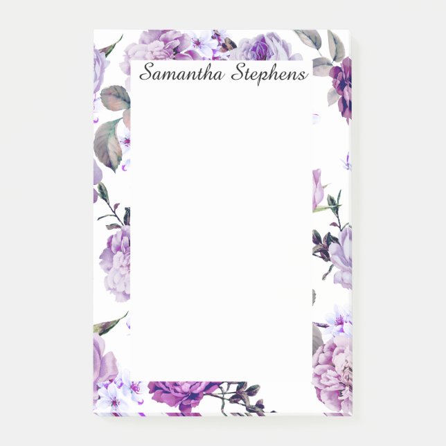 Notas Post-it® Flores violeta elegante Lilac moradas (Anverso)