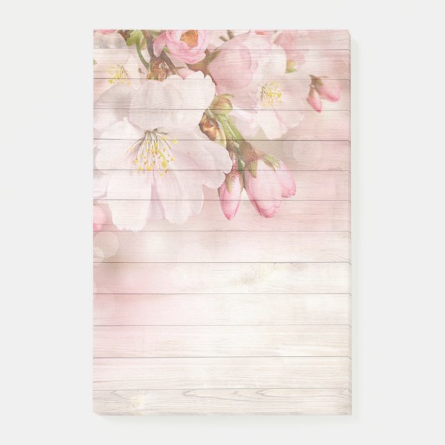 Notas Post-it® Flores y grano de madera (Anverso)