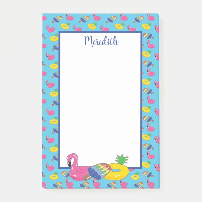 Notas Post-it® Flotas de piscina azul brillante personalizadas co (Anverso)
