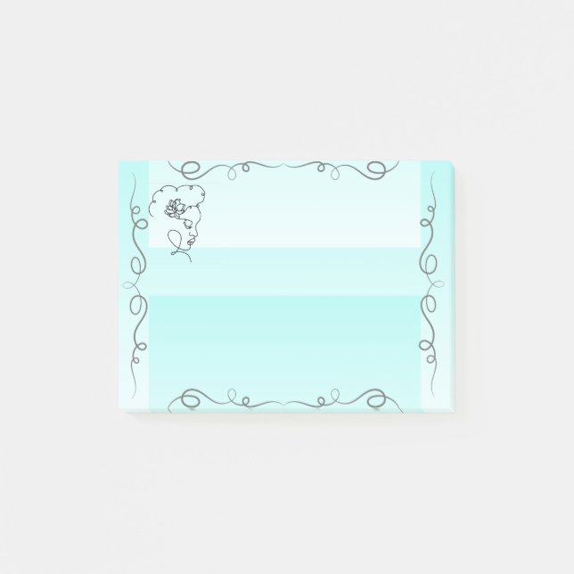 Notas Post-it® Flower Beauty Aqua Sticky Notes (Anverso)