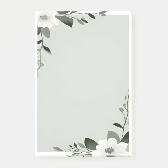 Notas Post-it® Flower Overlay Border in Sage Green (Anverso)