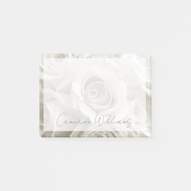 Notas Post-it® Flowers | White Roses (Anverso)