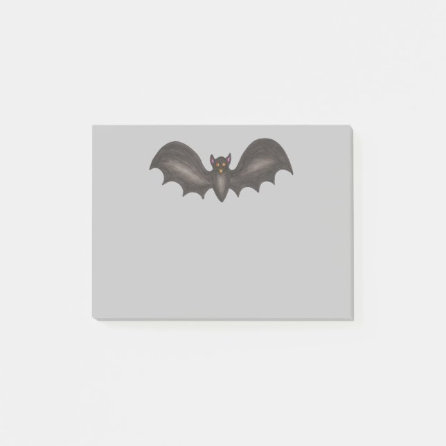 Notas Post-it® Flying Black Gray Spooky Bat Happy Halloween (Anverso)