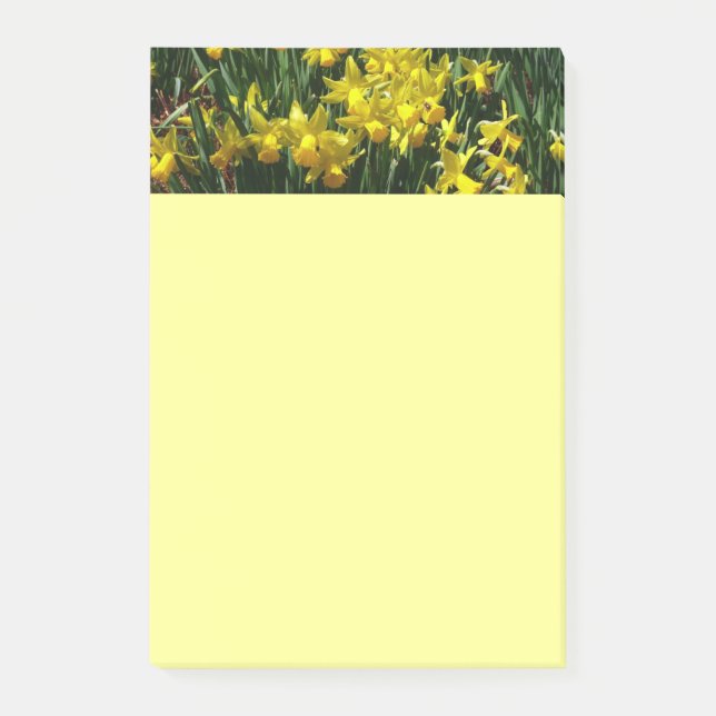 Notas Post-it® Focos amarillos y flores de primavera alegres (Anverso)