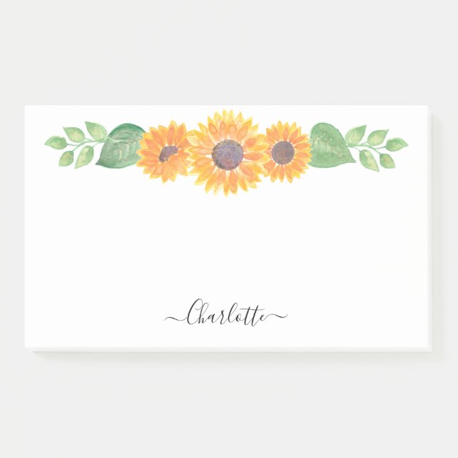 Notas Post-it® Foliage de color amarillo girasol personalizado (Anverso)