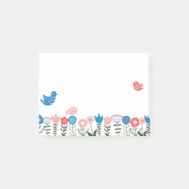 Notas Post-it® Folk Art Birds and Flowers Post-it® Notes (Anverso)