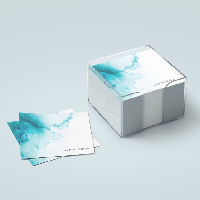Notas Post-it® Fondo acuático azul (Aqua Blue Watercolor Background Post-it Notes)