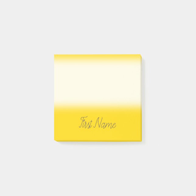 Notas Post-it® Fondo amarillo mínimo con nombre azul de (Anverso)
