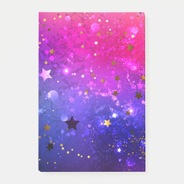 Notas Post-it® Fondo azul rosa brillante (Anverso)