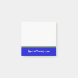 Notas Post-it® Fondo básico, llano, azul + Nombre ciánico liger