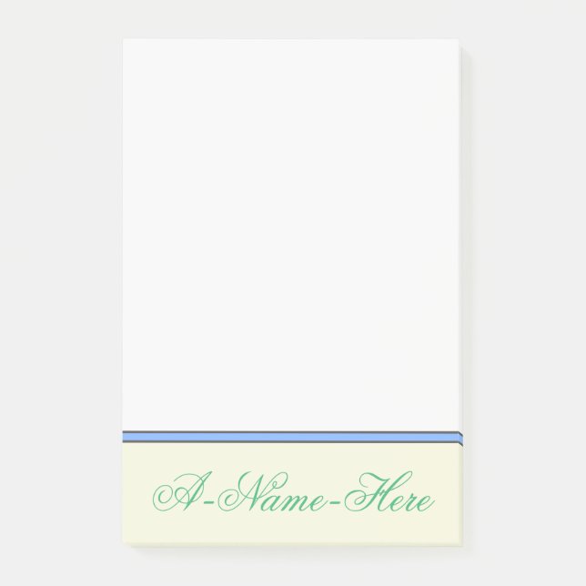 Notas Post-it® Fondo beige con nombre elegante verde marino (Anverso)