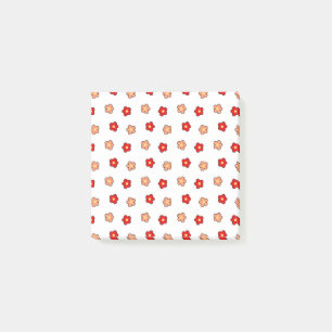 Notas Post-it® Fondo blanco del patrón de flor roja rosado precoz