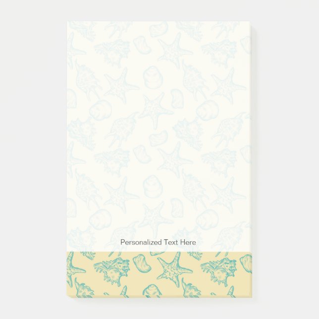 Notas Post-it® Fondo con conchas. Dibujo a mano 2 (Anverso)