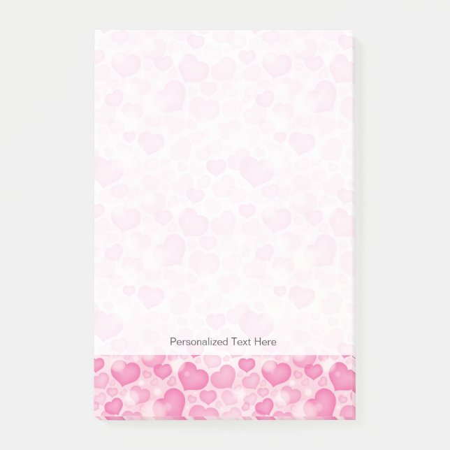 Notas Post-it® Fondo con corazones (Anverso)