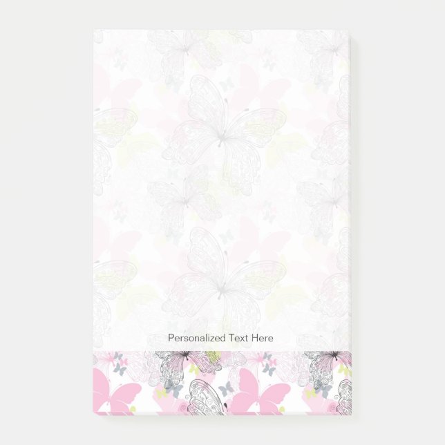 Notas Post-it® Fondo con mariposa (Anverso)