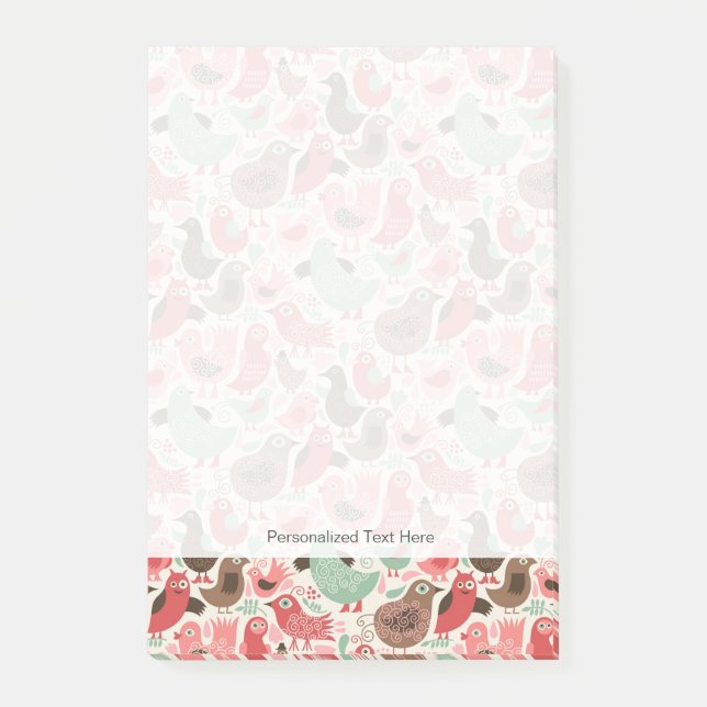 Notas Post-it® fondo con pájaros lindos (Anverso)