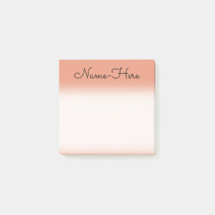 Notas Post-it® Fondo de color salmón oscuro minimalista y nombre