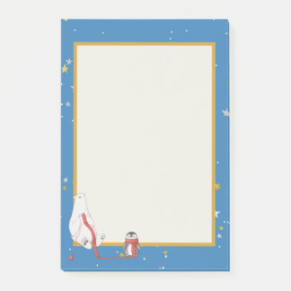 Notas Post-it® Fondo de estrella del pingüino del oso polar inver