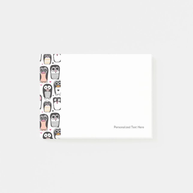 Notas Post-it® fondo de ilustracion de pingüino (Anverso)