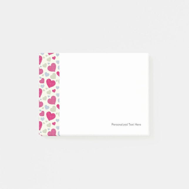Notas Post-it® Fondo de los corazones (Anverso)