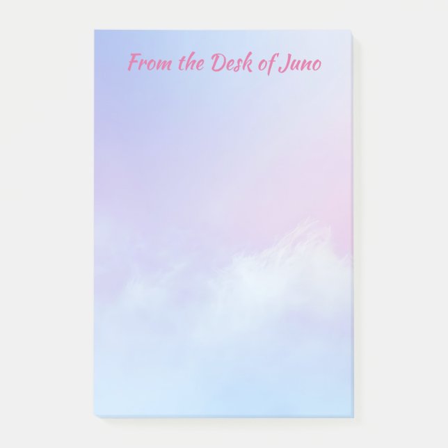 Notas Post-it® Fondo de nube rosa y azul pastel (Anverso)