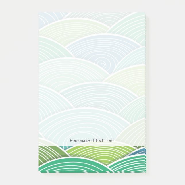 Notas Post-it® Fondo de ondas verdes abstractas y onduladas (Anverso)