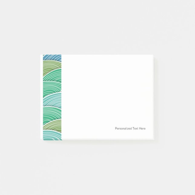 Notas Post-it® Fondo de ondas verdes abstractas y onduladas (Anverso)