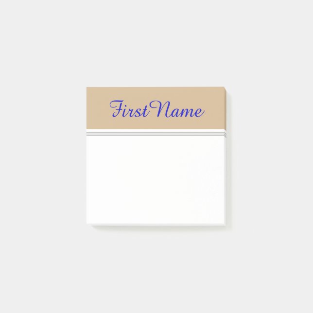 Notas Post-it® Fondo del moreno con nombre personalizado elegante (Anverso)