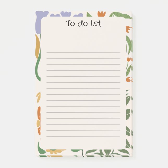 Notas Post-it® Fondo floral de moda Verde rosa (Anverso)