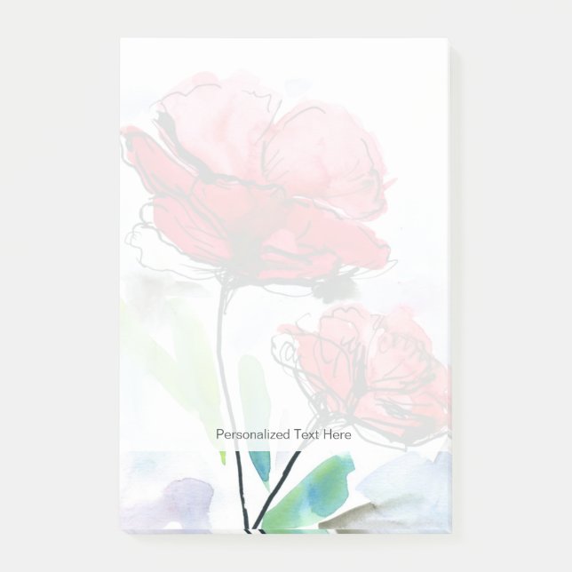 Notas Post-it® Fondo floral pintado extracto (Anverso)