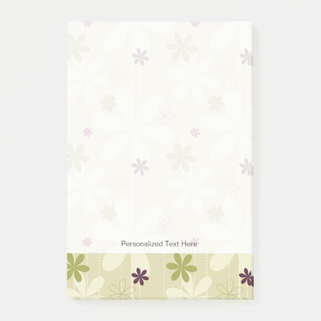 Notas Post-it® Fondo floral retro (Anverso)