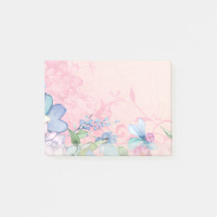 Notas Post-it® Fondo floral rosa y azul bonito
