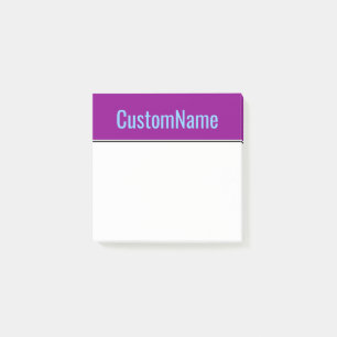 Notas Post-it® Fondo magenta oscuro + nombre azul cielo claro