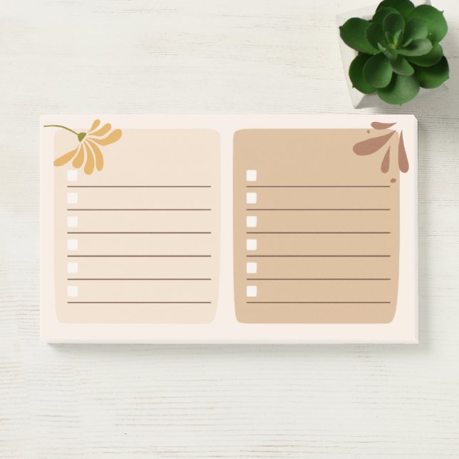 Notas Post-it® Fondo neutro lindo con marrón floral (Oficina)