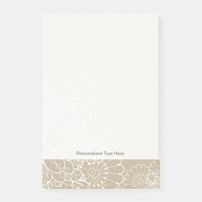 Notas Post-it® Fondo retro con adorno de encaje (Anverso)