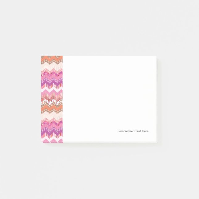 Notas Post-it® Fondo rosado del zigzag (Anverso)