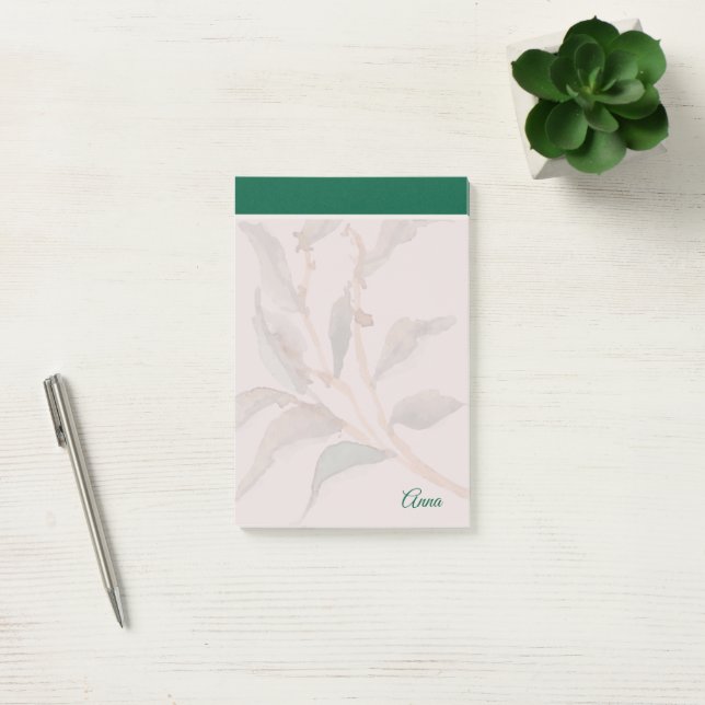 Notas Post-it® fondo simple personalizado verde natural (Oficina)