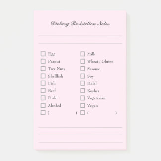 Notas Post-it® Food Allergy Checklist Sticky Notes for Kitchen