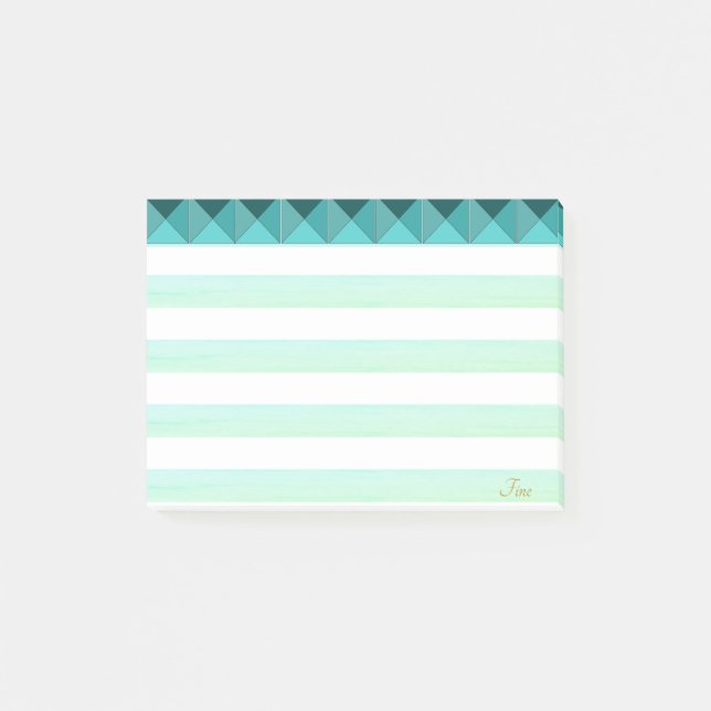 Notas Post-it® Formas de pirámide de menta verde y rayas (Anverso)