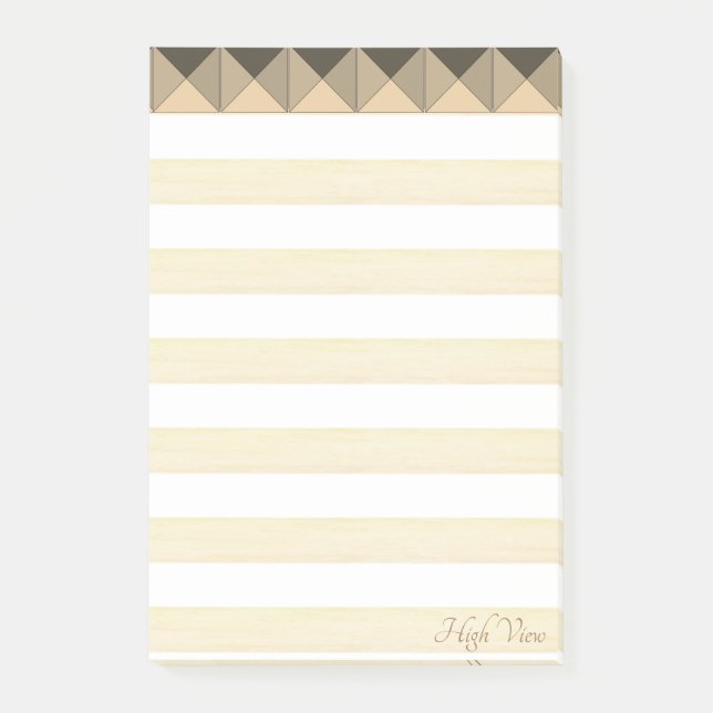 Notas Post-it® Formas de pirámides de beige taupe y rayas (Anverso)