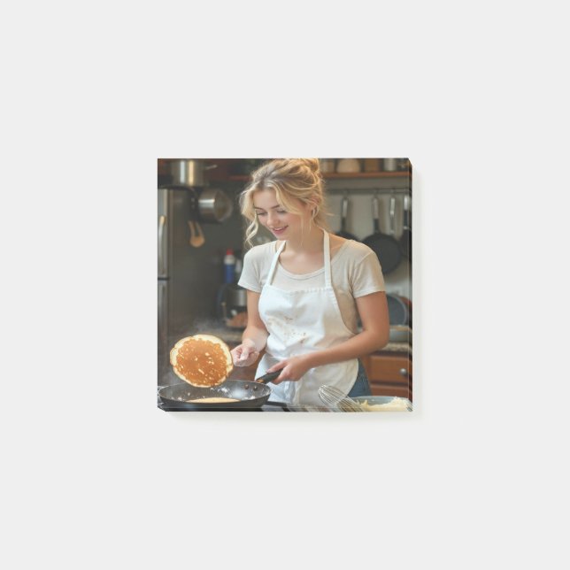 Notas Post-it® Foto de Cocinar Panqueques Personalizable (Anverso)