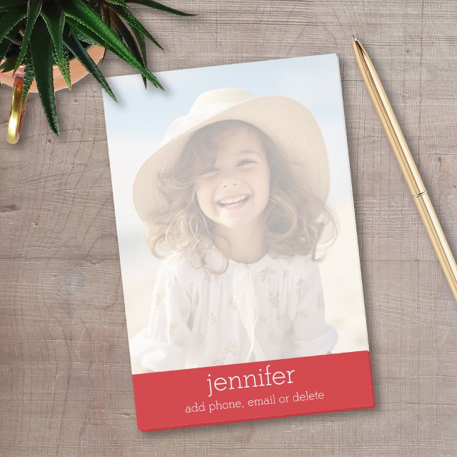 Notas Post-it® Foto de Instagram con barra roja y texto moderno (Personalized Post-It Notes - Add your photo, name and contact information)