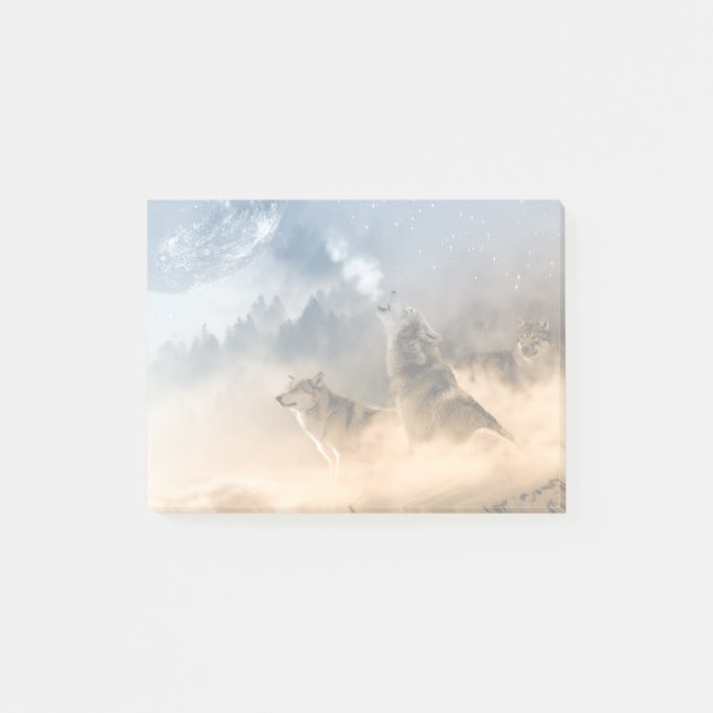 Notas Post-it® Foto de la naturaleza de los lobos de Howling (Anverso)